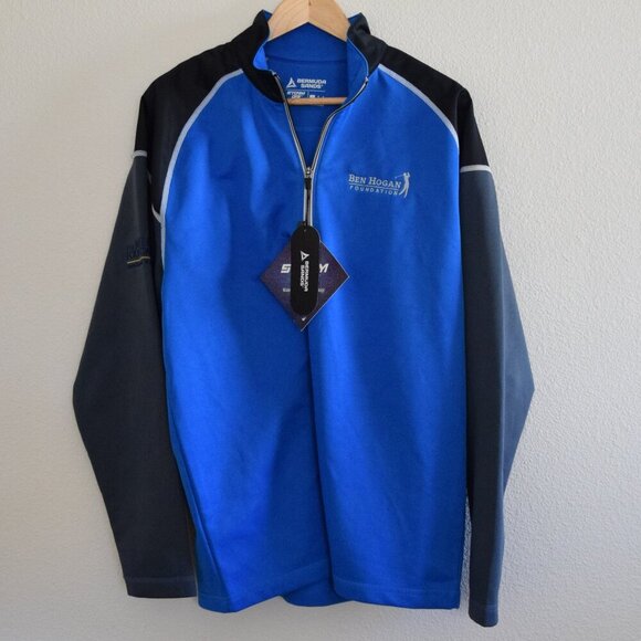 NWT BERMUDA SANDS Ben Hogan Foundation Pullover Jacket Blue Black White Size L